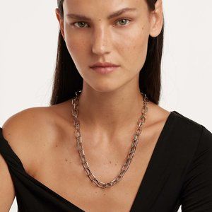 PDPAOLA Signature small rhodium-plated brass chain necklace